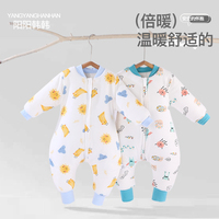 婴儿睡袋秋冬加厚宝宝分腿睡袋初生儿连体衣新生幼儿长袖冬防踢被