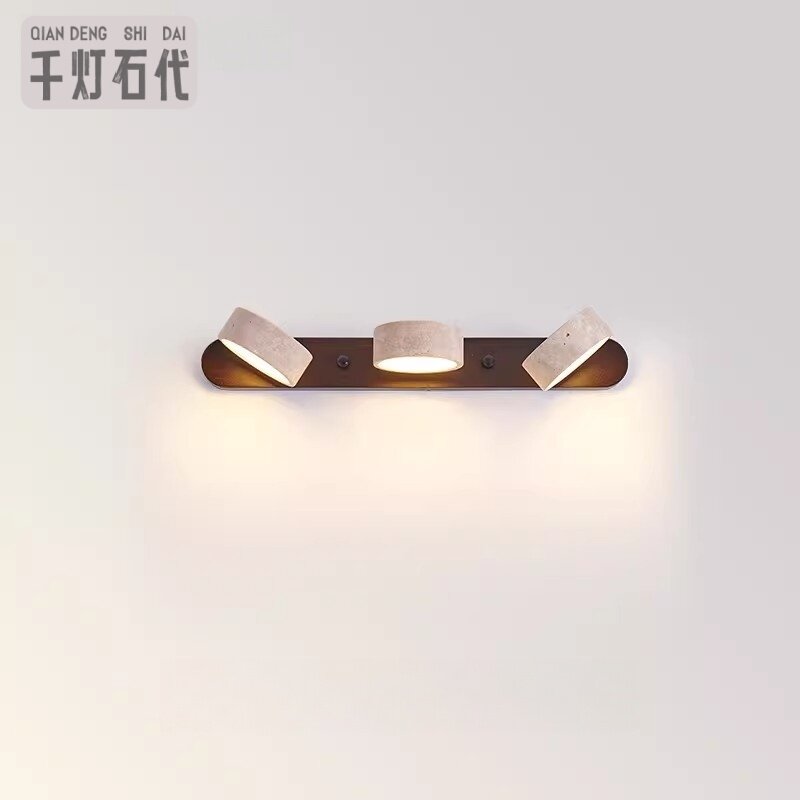 实木led镜前灯卫生间洗漱台中古风复古简约梳妆台洗手盆墙上壁灯