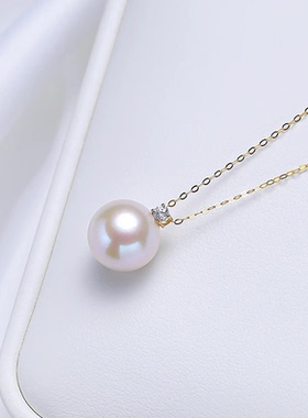 爱迪生珍珠G18K金白色珍珠吊坠10-11mm（含金链）