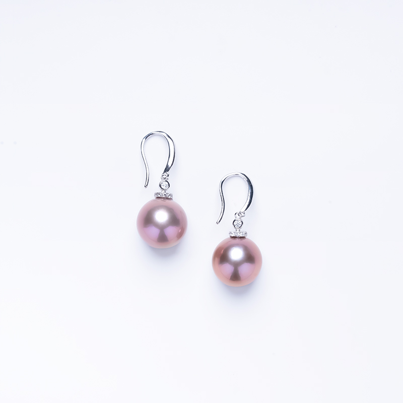 【爱迪生专场】爱迪生珍珠银S925紫色珍珠耳钩12-13mm