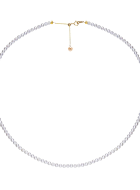 爱迪生珍珠G18K金白色项链3-4mm尾链珍珠4-5mm