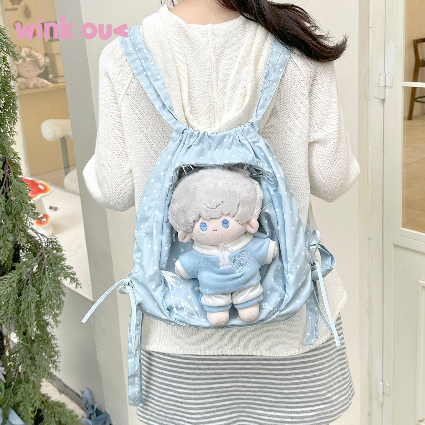 winkouv日常款小食量小型抽绳痛包双肩包透明可放娃20cm娃包10cm,箱包皮具/热销女包/男包,痛包,淘宝优惠券,粉丝福利购,淘宝优惠卷