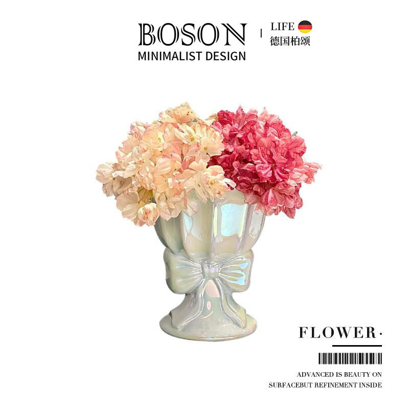 BOSON·Flower·花瓶轻奢创意蝴蝶结花瓶陶瓷摆件客厅插花 | 结花