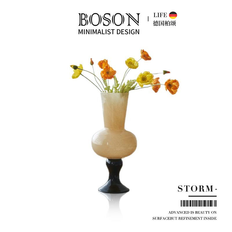 BOSON·Storm·花瓶中古风芬顿琉璃高脚风灯客厅高级感摆件 |风灯