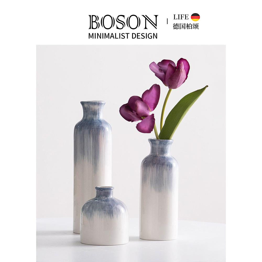 BOSON·Valley·花瓶手绘蓝色简约现代陶瓷客厅居家摆件 | 谷云