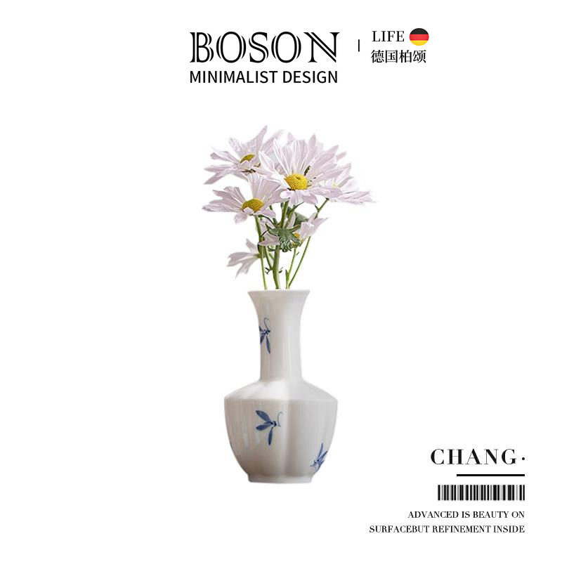 BOSON·Chang·花瓶中式手绘蝴蝶兰花陶瓷花瓶摆件客厅创意 |长弘