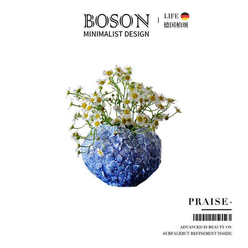 BOSON·Praise·花瓶摆件乔迁礼物浮雕绣球手作花之礼轻奢 | 礼赞