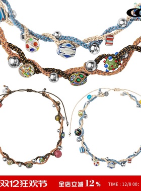 CHICHABOOM双层拼色琉璃串珠项链