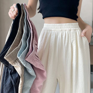 2026新款 女夏季 休闲小个子窄版 直筒裤 白色时尚 慵懒阔腿裤 运动长裤