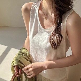 純棉吊帶背心女外穿春夏季 打底內搭外穿上衣 純欲風寬松遮副乳無袖