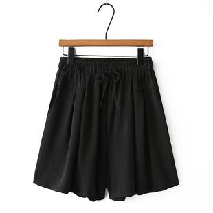 抽绳松紧腰休闲五分a字裙裤 休闲短裤 短款 宽松阔腿休闲裤 ins 女夏季