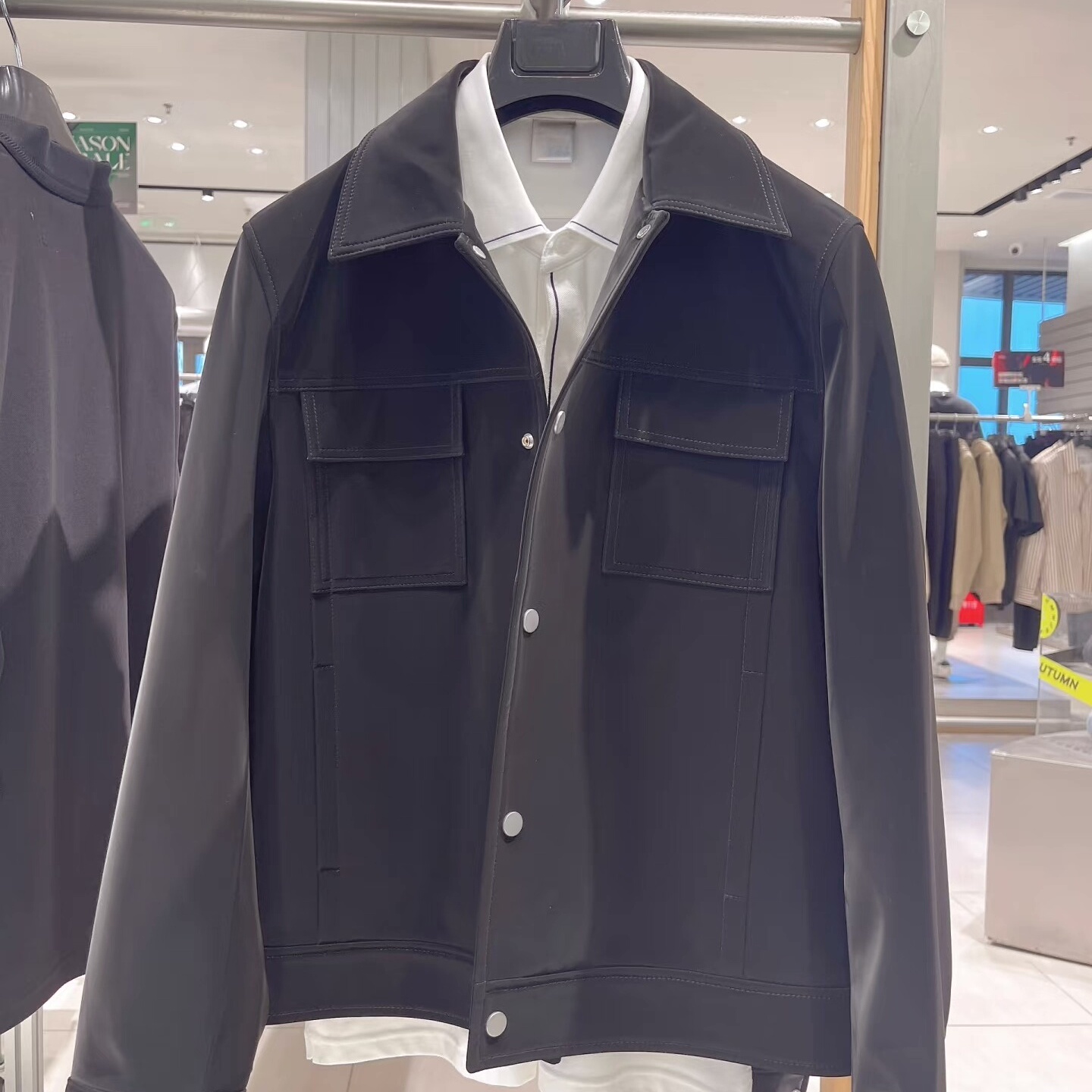 G家金丝绒羊皮翻领工装夹克