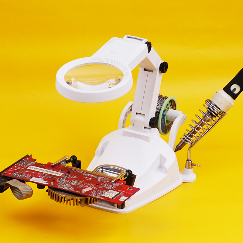 台式放大镜带LED灯高清钟表手机主板电子电路板维修台灯焊接线路