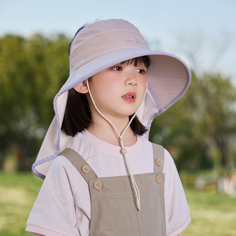 儿童防晒帽夏季薄款男女童冰丝大檐空顶帽披肩帽遮阳帽宝宝太阳帽