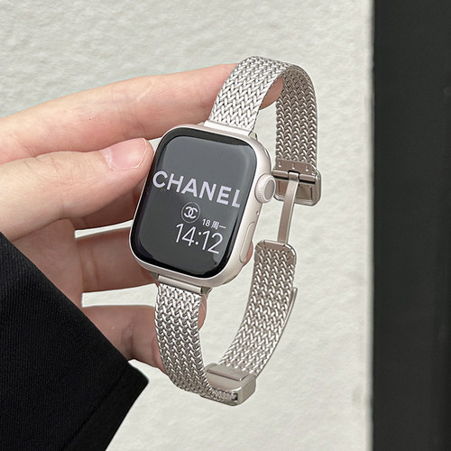 适用iWatch麦穗磁吸扣金属表带