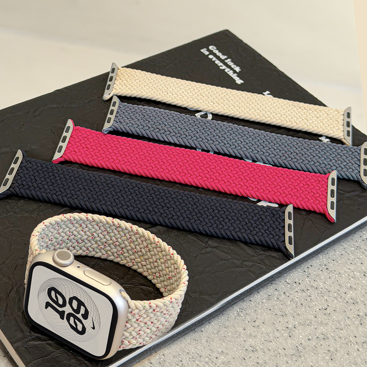 【官方原装同款】适用AppleWatch S10表带苹果表带S11/9/8尼龙弹力单圈表带iwatch7/se/6/5ultra编织表带男女