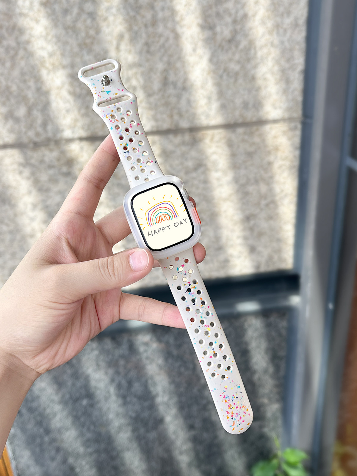 IWATCHS9 COLOR DOT HOLE SILICONE STRAP APPLEWATCHS10 S8 7 6 5 4 SE NEW LIQUID SILICONE JELLY BUTTERFLY CLASP BREATHABLE APPLE WATCH SUMMER ULTRA SPORT SBAND