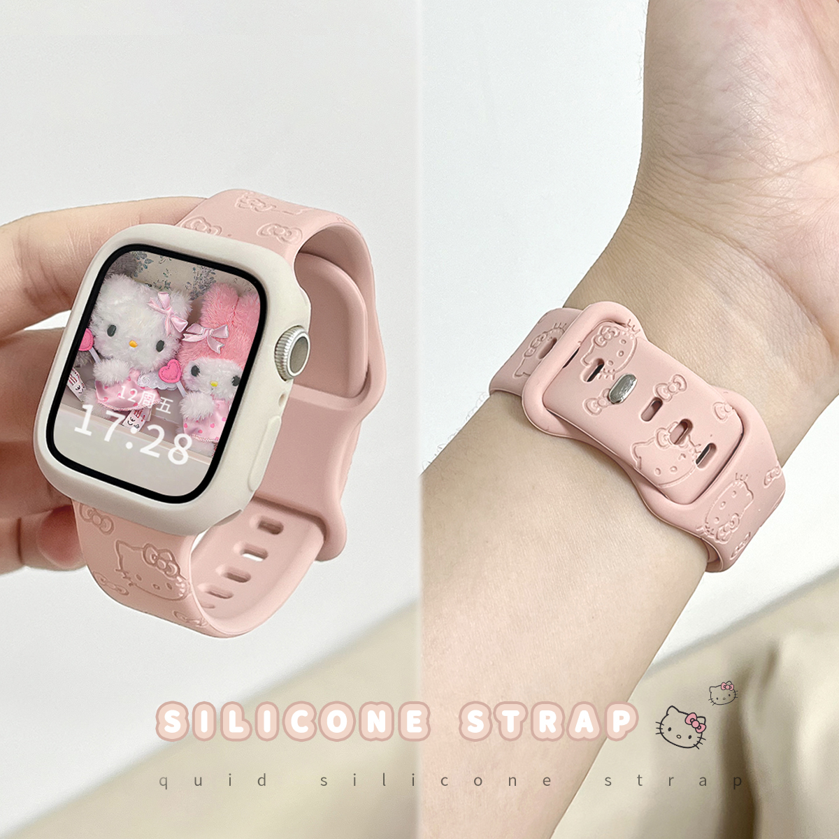适用iWatchkitty猫印花硅胶表带