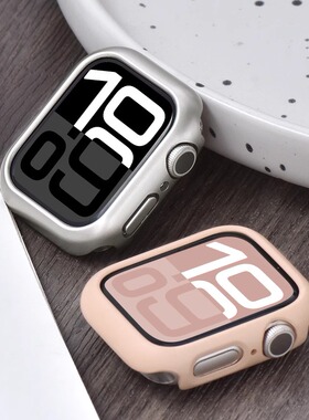 适用applewatchS11糖果色硅胶保护壳10/9苹果手表彩色边框保护壳iwatch8/7/6/5/4/se代全包壳41mm/45mm不伤表