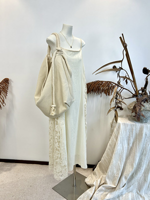 未定义-设计师款棉麻绣花蕾丝拼接吊带连衣裙高级感度假仙女裙