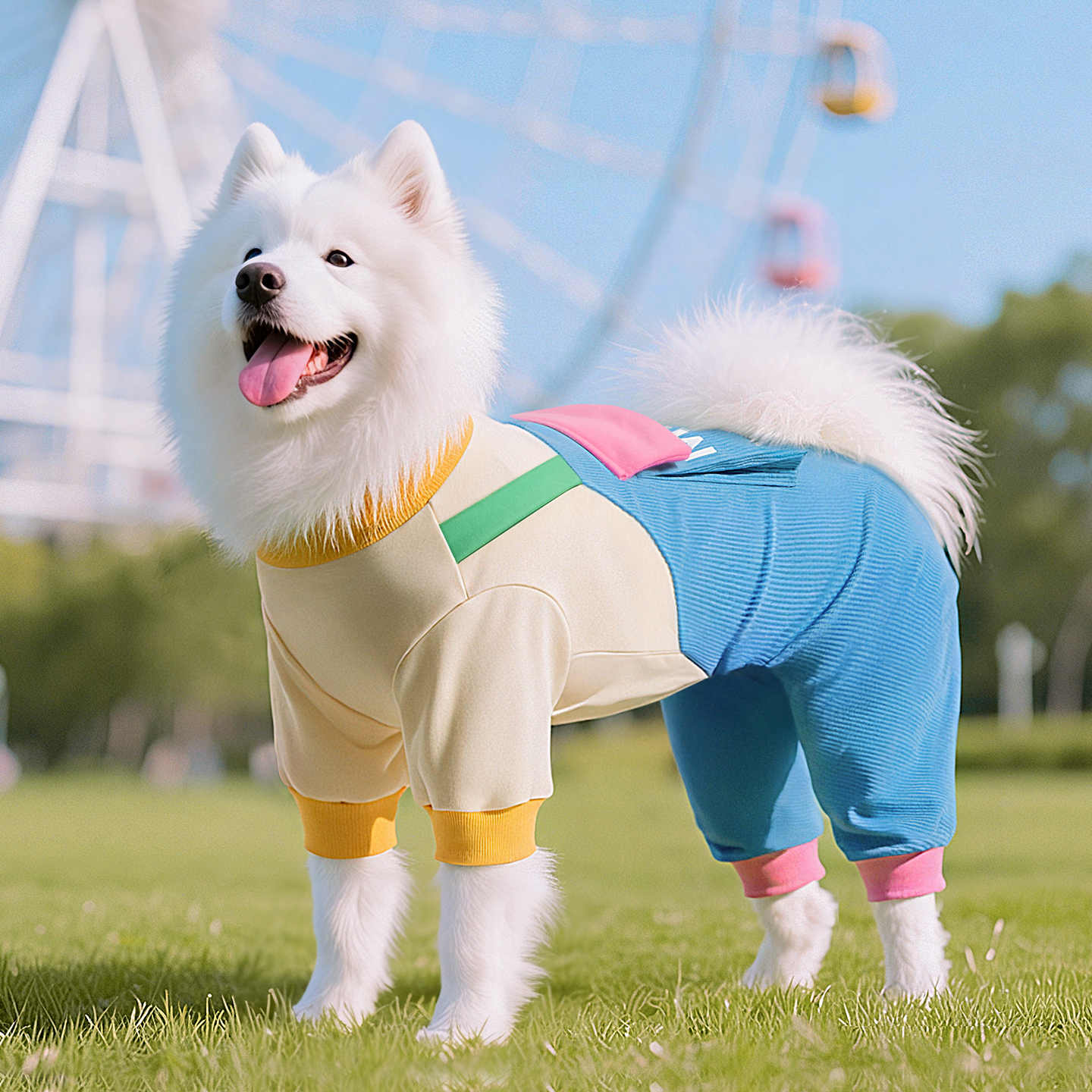 狗狗四腿防掉毛背带裤萨摩耶衣服