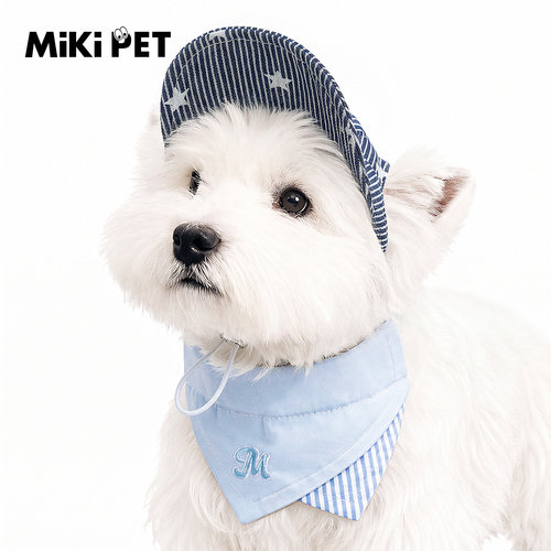 mikipet狗狗帽子露耳朵小型犬遮阳帽宠物头饰西高地小狗牛仔帽子