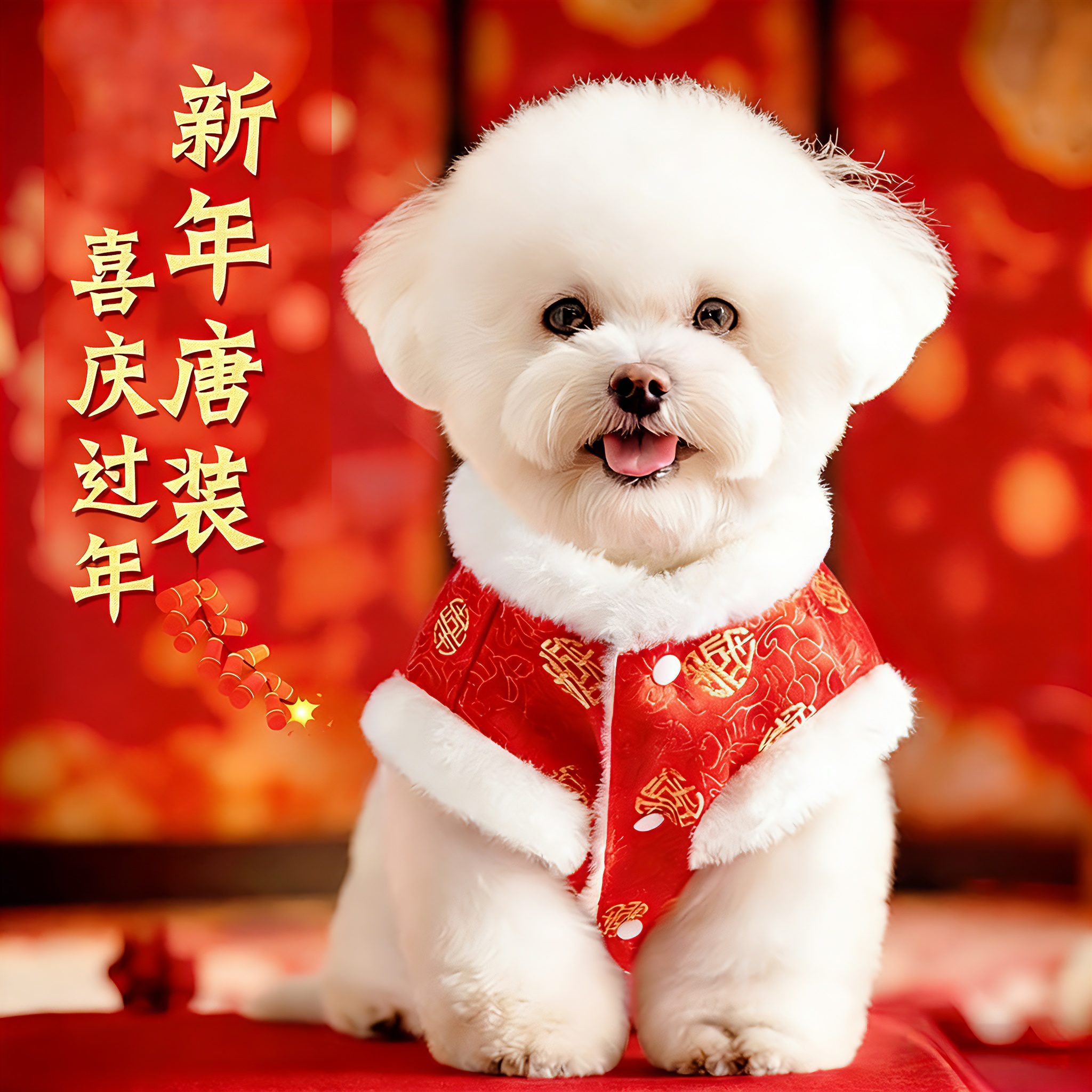 狗狗衣服冬装背心泰迪比熊过年汉服宠物新年喜庆中式唐装加厚马甲