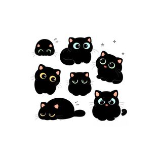 纹身贴线条猫咪黑白防水持久男女大图小猫咪可爱小图
