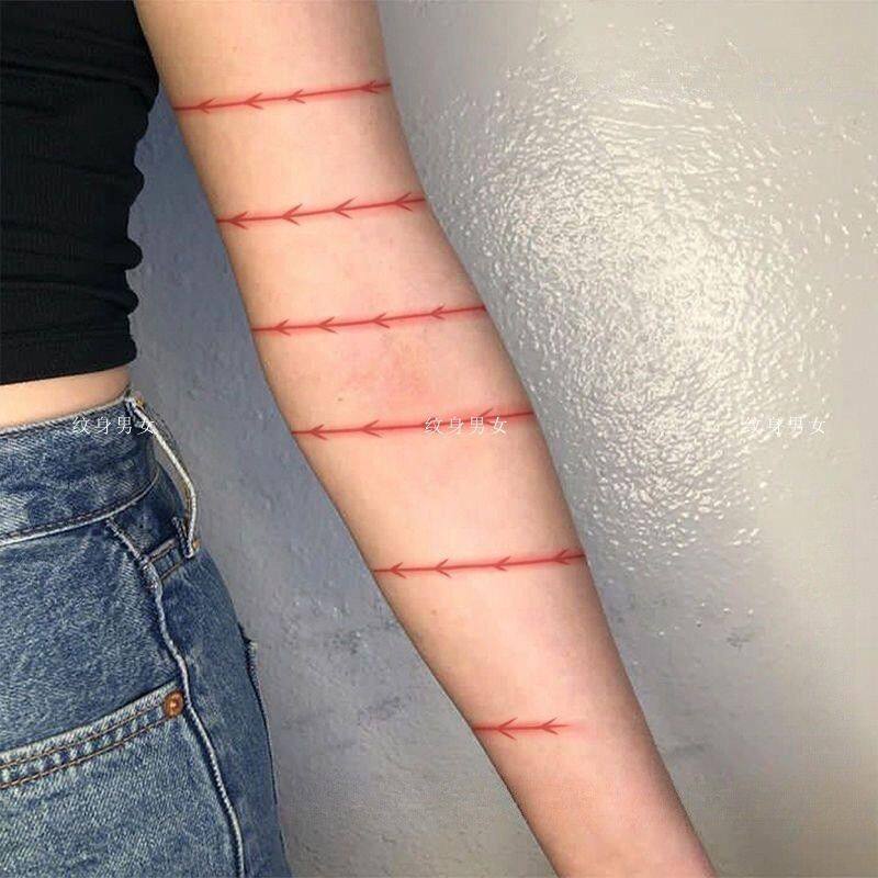鞭痕伤痕彩色持久纹身ins高颜值个性暗黑辣妹小手臂仿真手臂贴纸