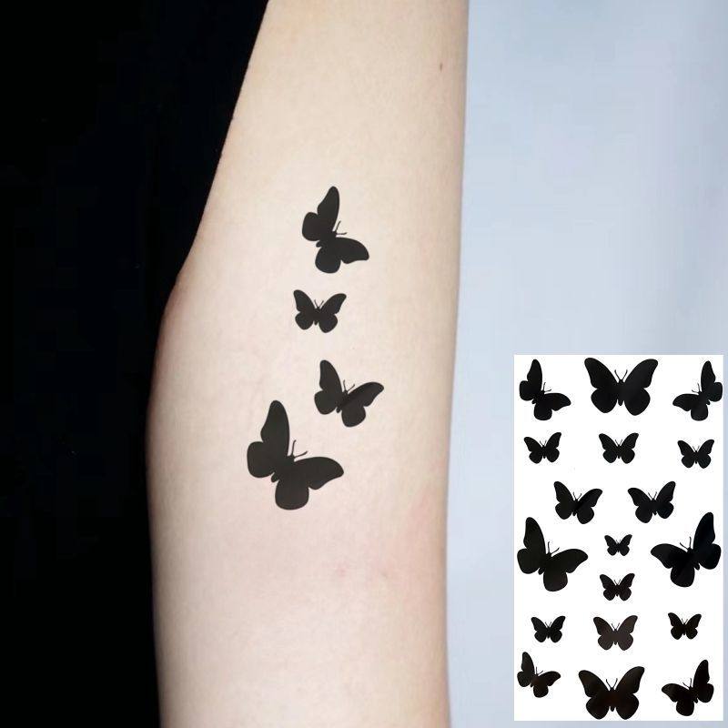 黑蝴蝶防水纹身贴纸 小蝴蝶遮疤遮痣刺青贴