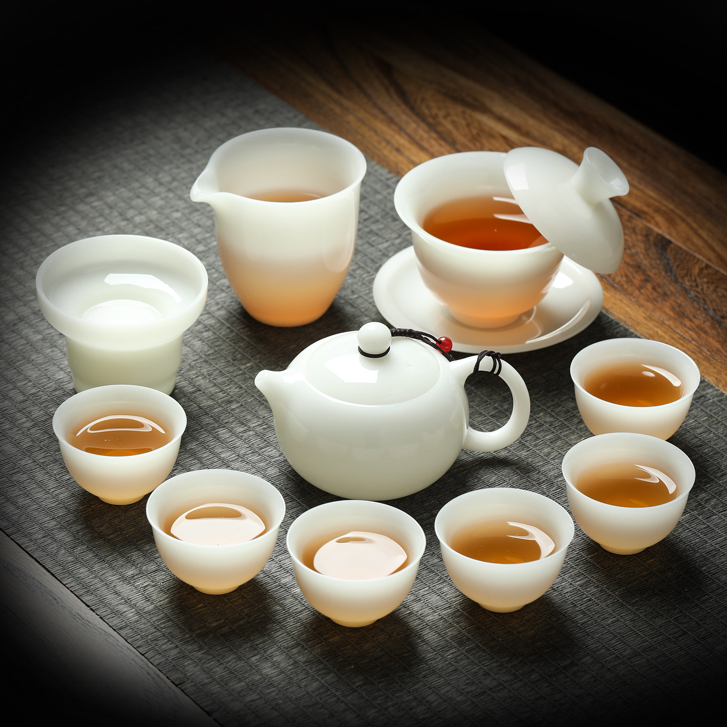 高端冰种璞玉陶瓷茶具套装