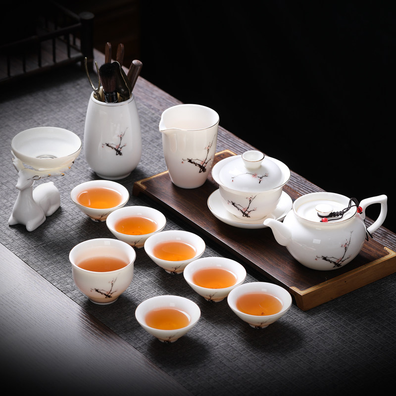 茶具套装家用茶壶盖碗茶杯轻奢高端用品大全新款功夫白瓷家用泡茶