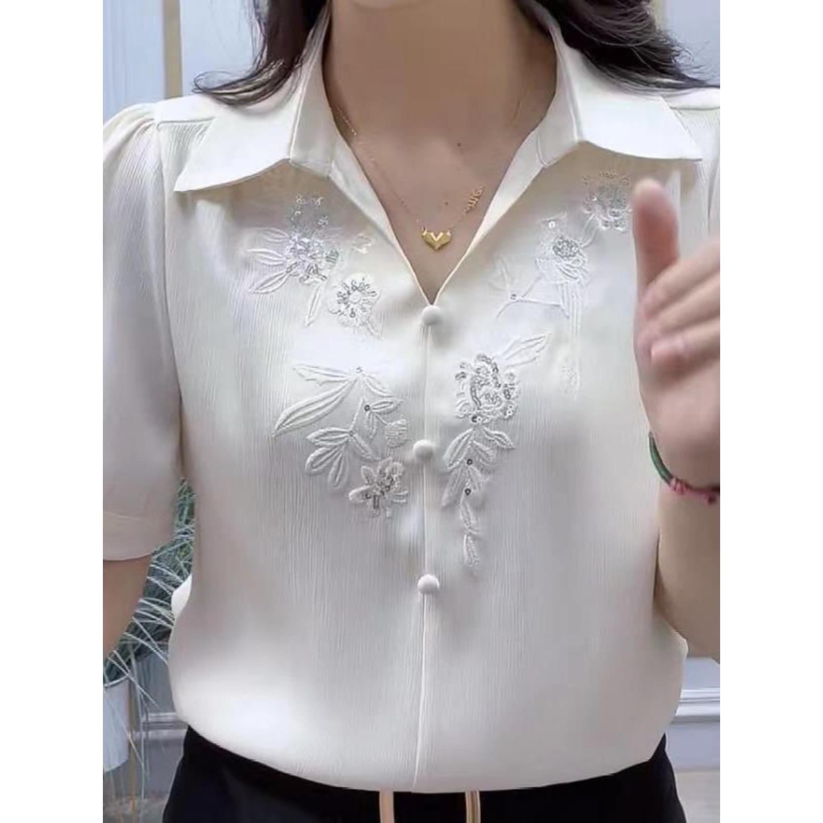 新中式国风刺绣衬衫女款设