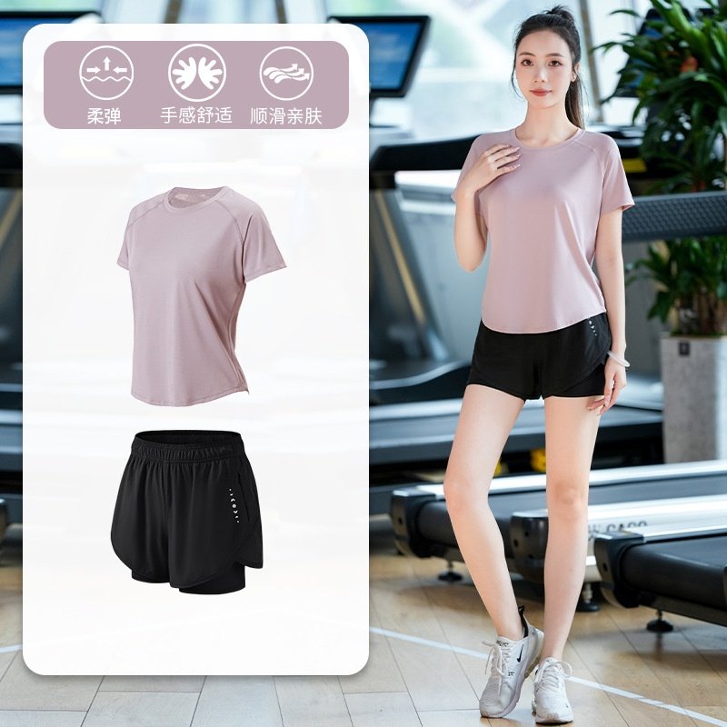 运动衣女健身房专用夏季瑜伽服短袖薄款专业速干衣跑步套装锻炼服