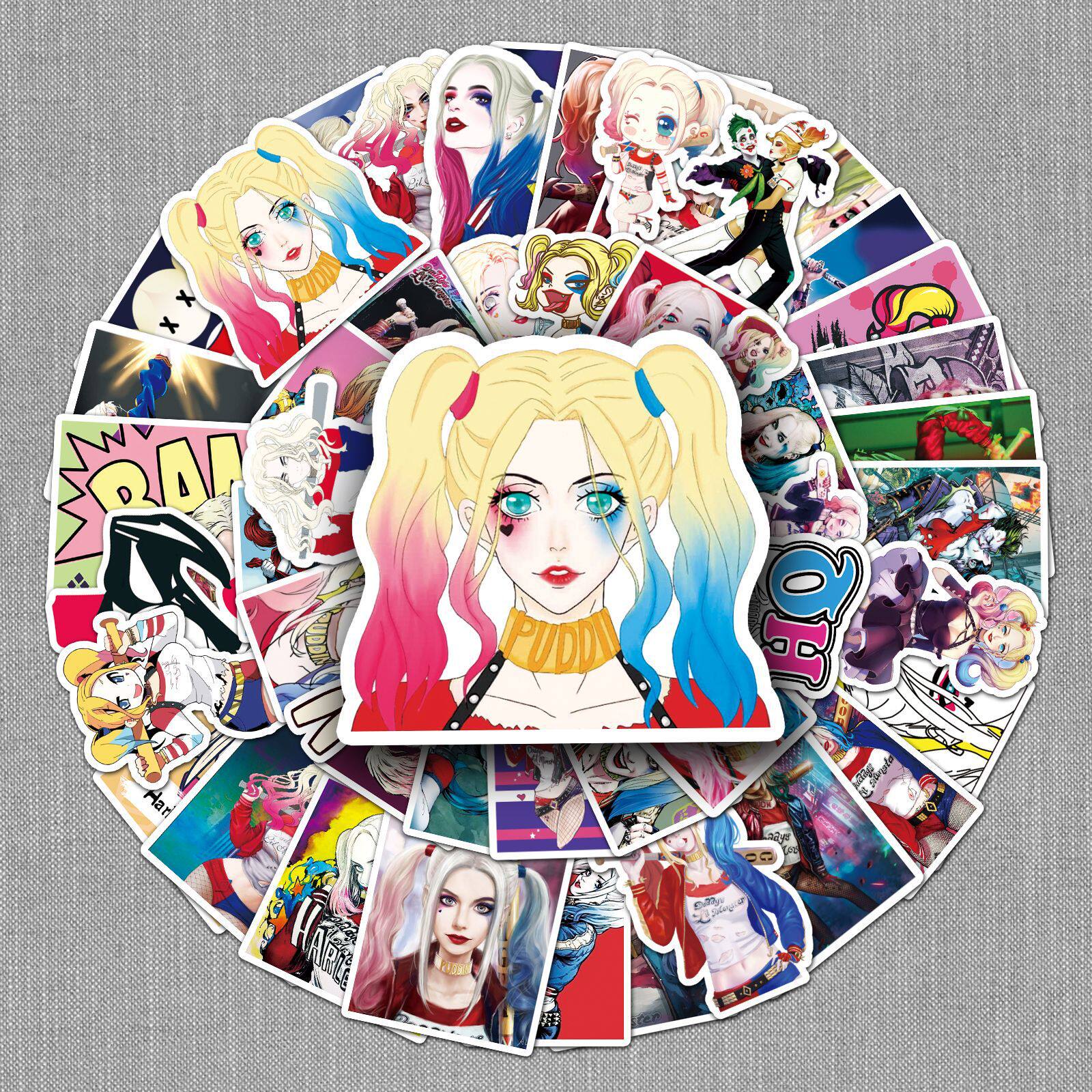 52张卡通自杀小队贴纸拉杆箱旅行箱自行车滑板车汽车手机涂鸦贴纸