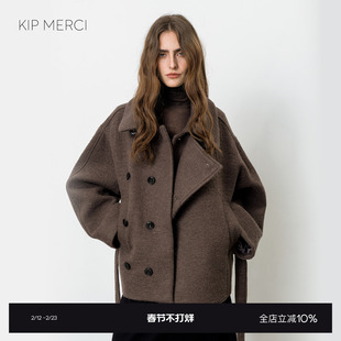 Kip Market 25AW秋冬新款row风羊绒低腰廓形大衣气质宽松毛呢外套