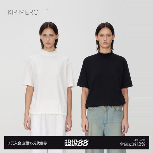 高领磨毛短袖百搭休闲