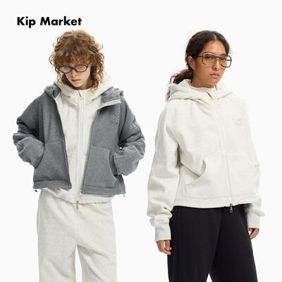 Kip Market 秋冬Cotton短款拉链连帽卫衣重磅带帽运动开衫女