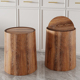 复古仿木纹垃圾桶家用翻盖大容量客厅厨房厕所办公室商用中式 纸篓