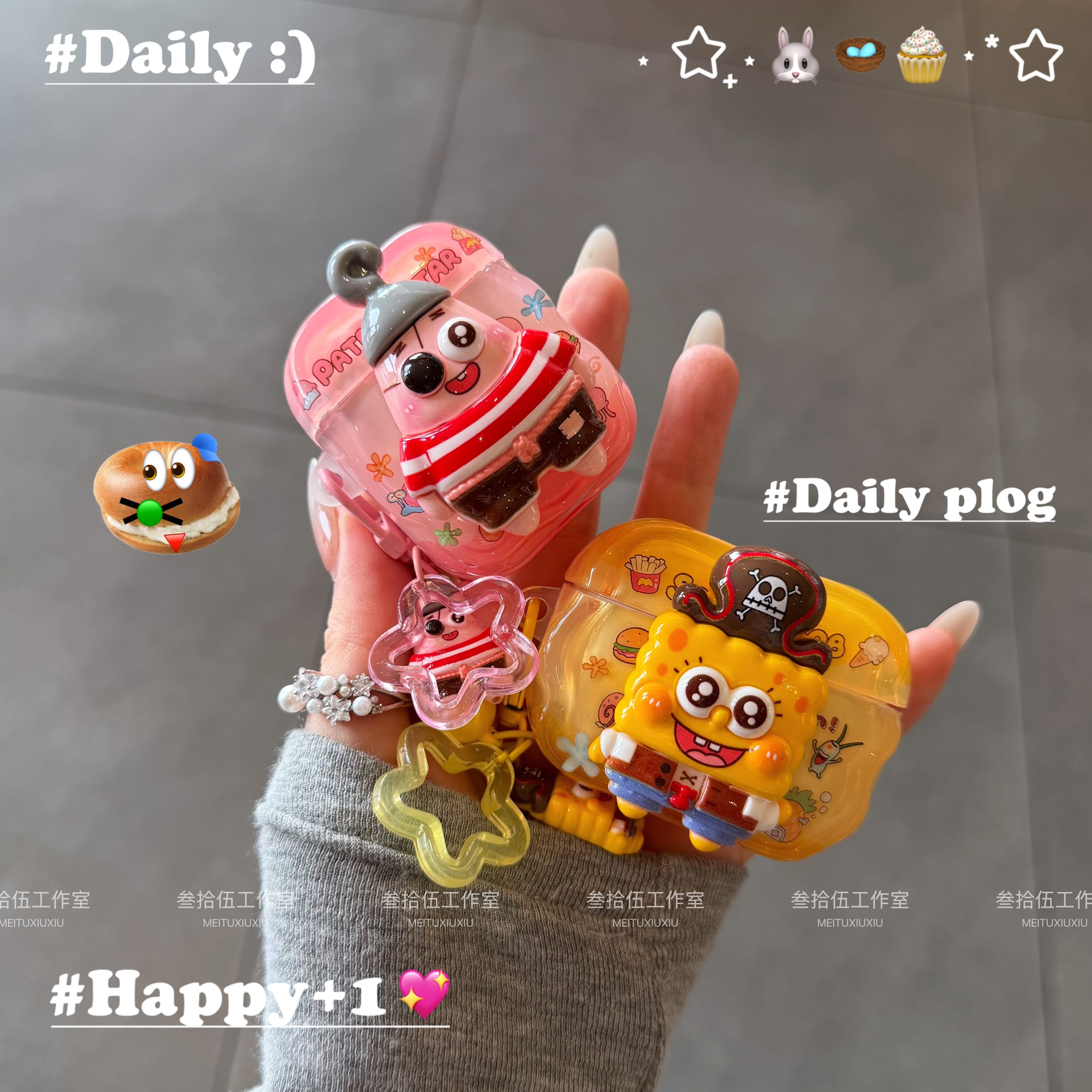 立体可爱海绵宝宝适用airpods三代蓝牙无线苹果耳机壳1/2代保护套airpodspro二代新款airpods4防摔pro3全包