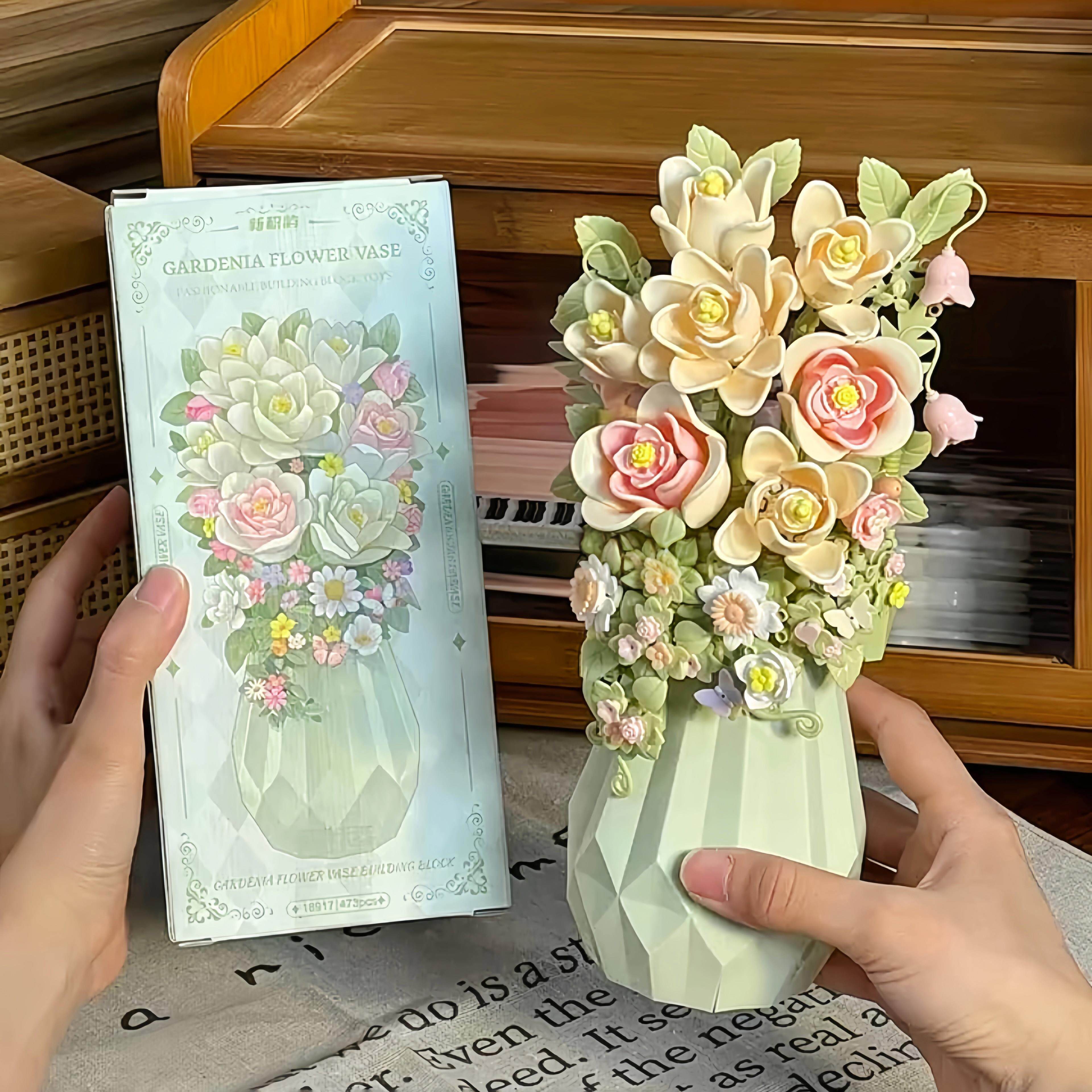 永生花束积木栀子花瓶手