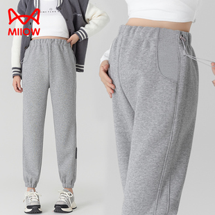猫人孕妇裤子春秋外穿不勒肚子运动裤无托腹加绒束脚裤小个子春装