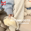 子秋冬款 装 外穿羊羔绒阔腿裤 冬季 无托腹加绒加厚休闲裤 猫人孕妇裤