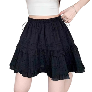 猫人孕妇半身裙夏季外穿芭蕾风无托腹褶皱短裙夏装A字蕾丝蛋糕裙