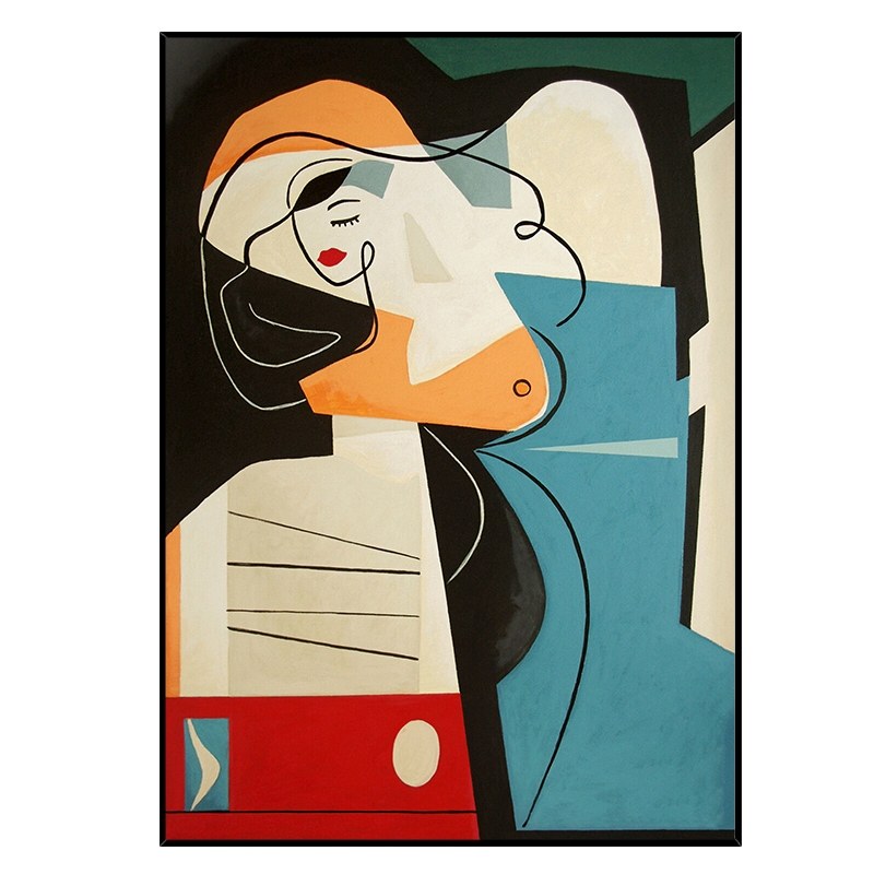 网红notareart手绘油画《冥思》毕加索玄关挂画抽象客厅背景墙装