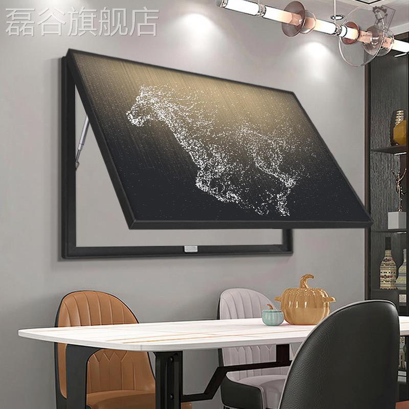 网红箱骏马电表装饰画免打感孔轻奢挡高级餐厅开电闸关盒配电箱遮图片