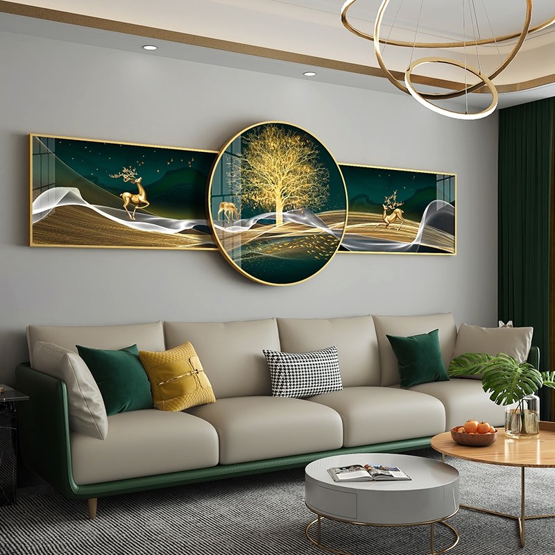 网红壁画轻奢挂画 高端奢华客厅装饰画 沙发大气晶瓷画现代背景墙