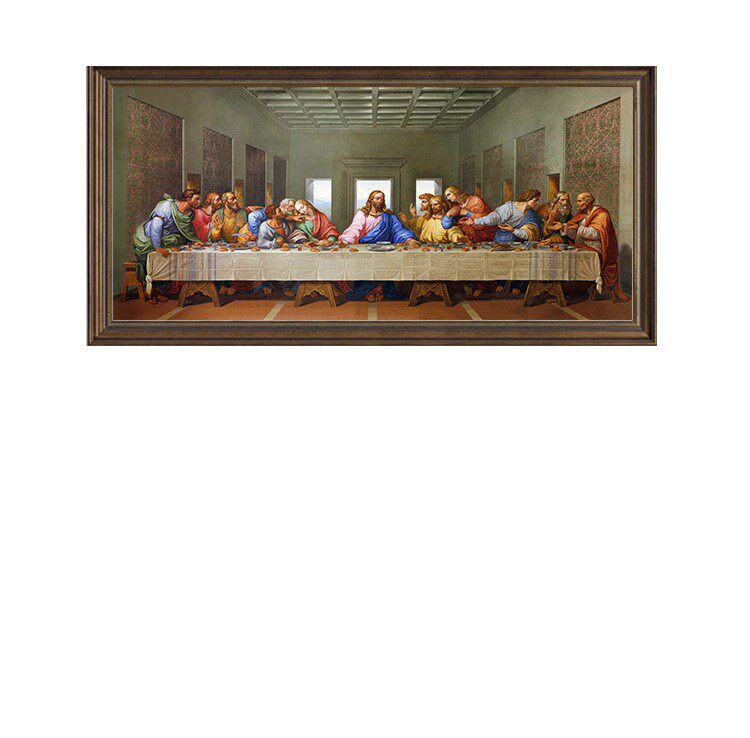 横版壁画达芬奇餐厅装饰画长条挂画最后的晚餐客厅装饰画支持网红