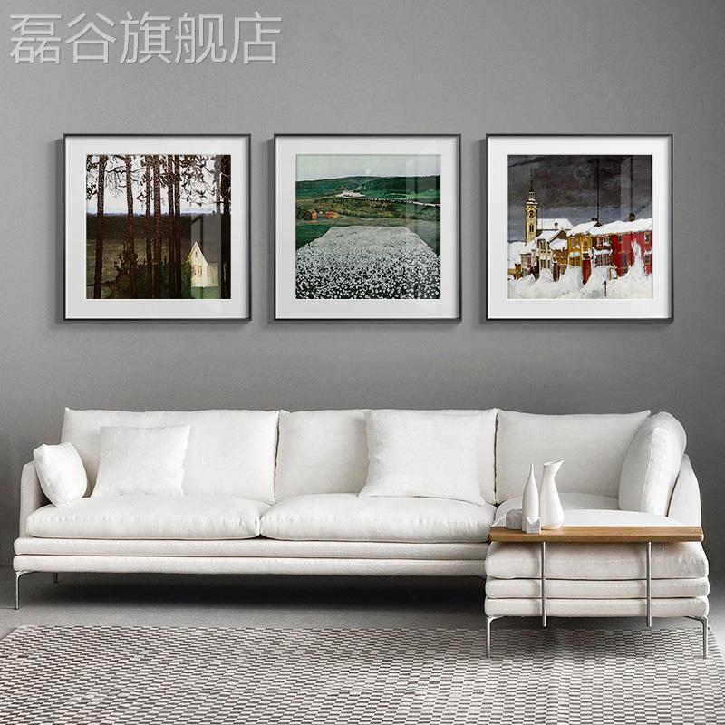 网红故乡北客装饰复古艺术水约彩抽画象厅宜家餐厅墙画现欧代简风图片