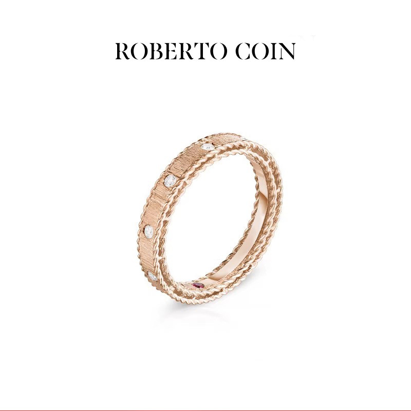 【24期免息】ROBERTO COIN/珂瑛PRINCESS 18k白金玫瑰金钻石戒指